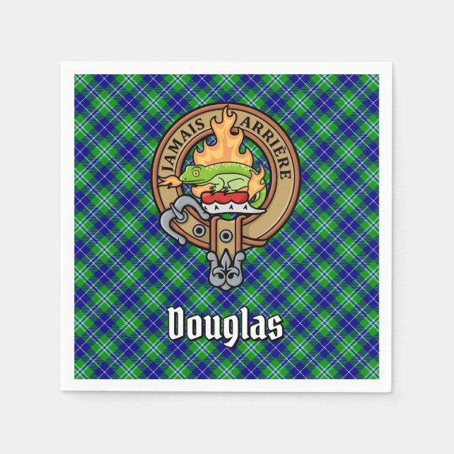 Clan Douglas Wappen über Tartan Serviette (Vorderseite)