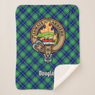 Clan Douglas Wappen über Tartan Sherpadecke