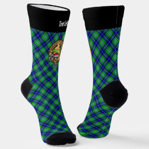 Clan Douglas Wappen über Tartan Socken