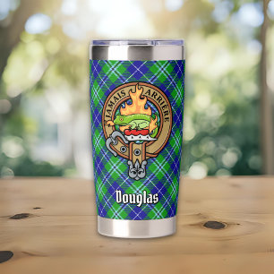 Clan Douglas Wappen über Tartan Thermobecher
