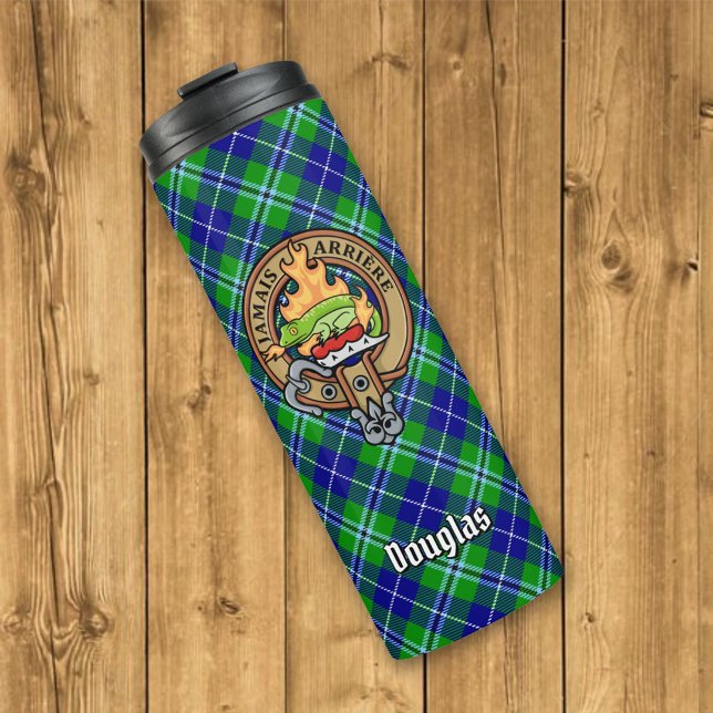 Clan Douglas Wappen über Tartan Thermosbecher (Von Creator hochgeladen)
