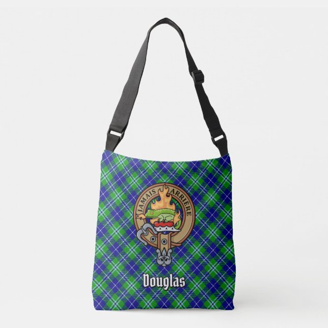 Clan Douglas Wappen über Tartan Tragetaschen Mit Langen Trägern (Vorderseite)