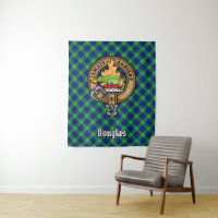 Clan Douglas Wappen über Tartan