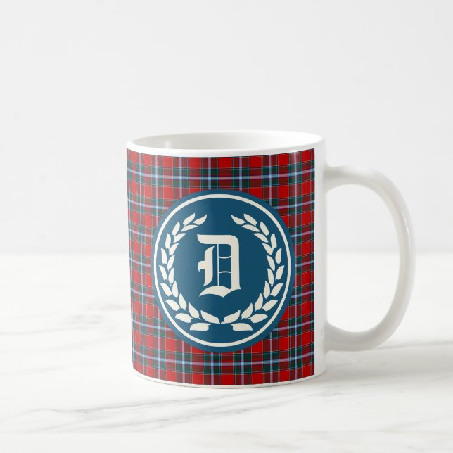 Clan Drummond Bright Red Tartan Monogram Tasse (Rechts)