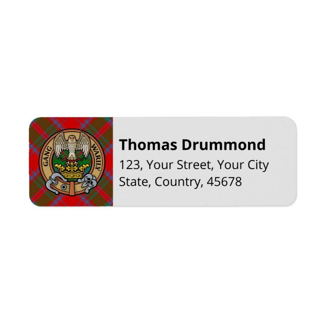 Clan Drummond Wappen über Tartan (Vorne)