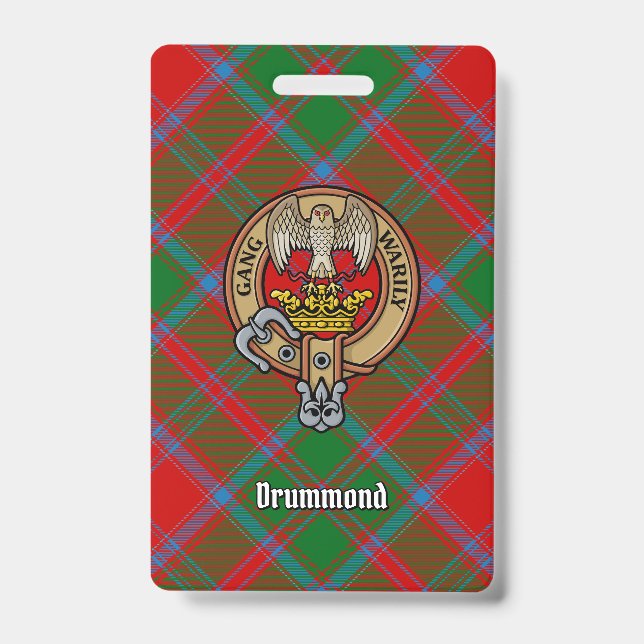 Clan Drummond Wappen über Tartan Ausweis (Vorderseite)