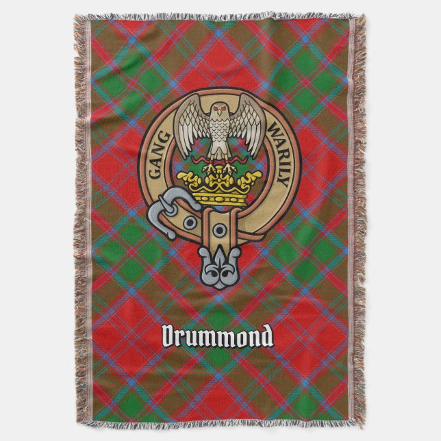 Clan Drummond-Wappen über Tartan Decke (Vorderseite Vertikal)