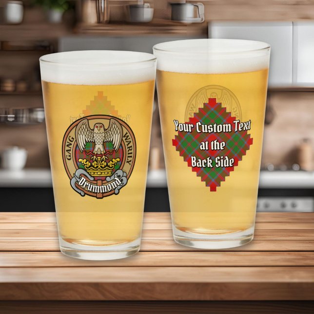 Clan Drummond Wappen über Tartan Glas (Von Creator hochgeladen)