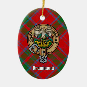 Clan Drummond Wappen über Tartan Keramik Ornament