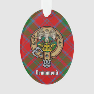 Clan Drummond Wappen über Tartan Ornament