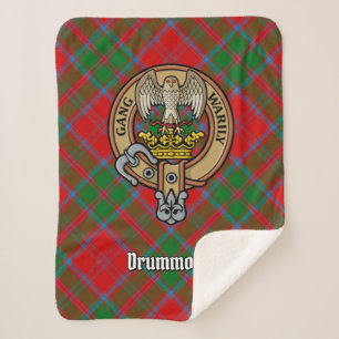 Clan Drummond Wappen über Tartan Sherpadecke