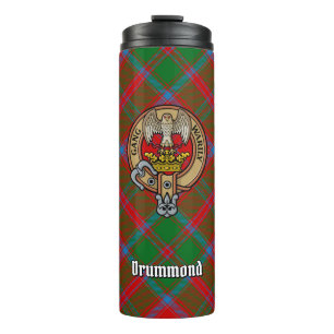 Clan Drummond Wappen über Tartan Thermosbecher