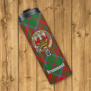Clan Drummond Wappen über Tartan Thermosbecher