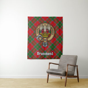 Clan Drummond Wappen über Tartan Wandteppich
