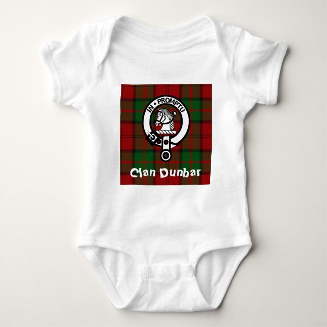 Clan Dunbar Tartan & Wappen Abzeichen Baby Strampler (Vorderseite)