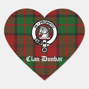 Clan Dunbar Tartan & Wappen Abzeichen Herz-Aufkleber