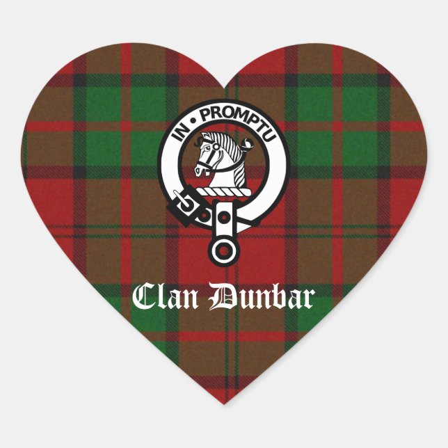 Clan Dunbar Tartan & Wappen Abzeichen Herz-Aufkleber (Vorderseite)