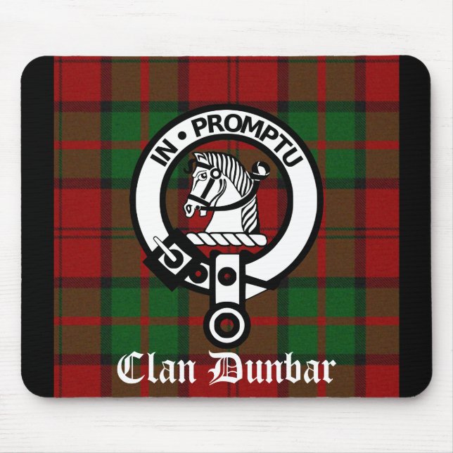Clan Dunbar Tartan & Wappen Abzeichen Mousepad (Vorne)