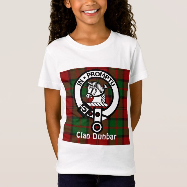 Clan Dunbar Tartan & Wappen Abzeichen T-Shirt (Vorderseite)