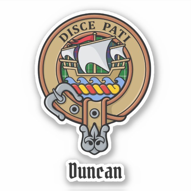Clan Duncan Crest over Tartan Aufkleber (Vorderseite)