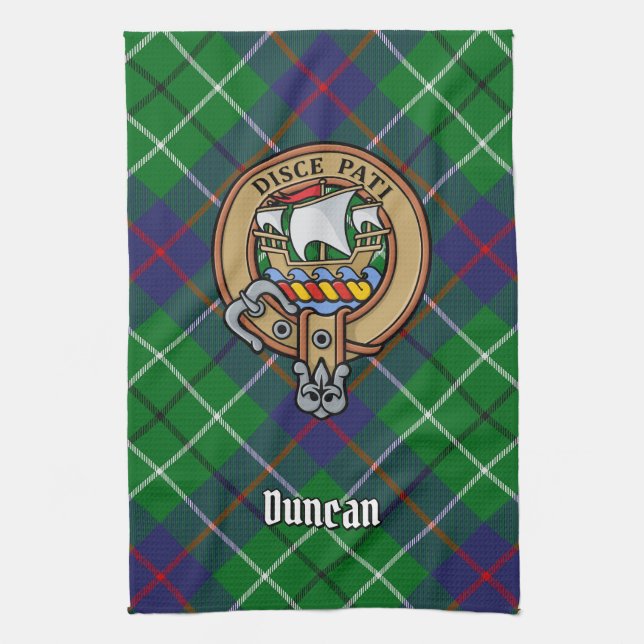 Clan Duncan Crest over Tartan Geschirrtuch (Vertikal)
