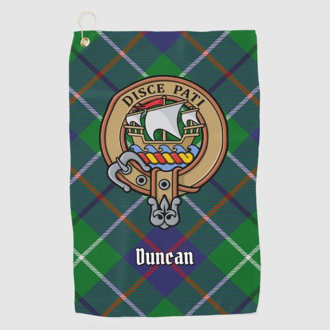 Clan Duncan Crest over Tartan Golfhandtuch (Vorderseite)