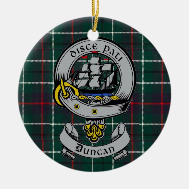 Clan Duncan Wappen Abzeichen & Tartan individuell  Keramik Ornament (Vorne)