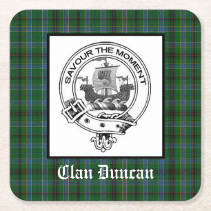 Clan Duncan Wappen Abzeichen & Tartan Rechteckiger Pappuntersetzer