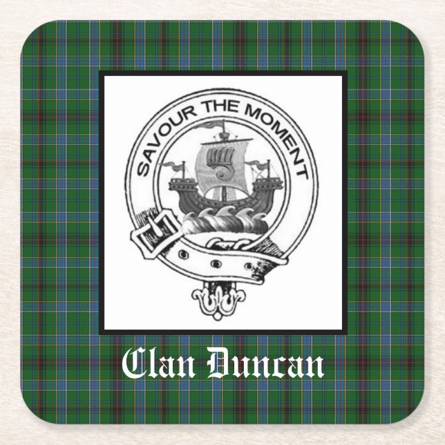 Clan Duncan Wappen Abzeichen & Tartan Rechteckiger Pappuntersetzer (Vorderseite)