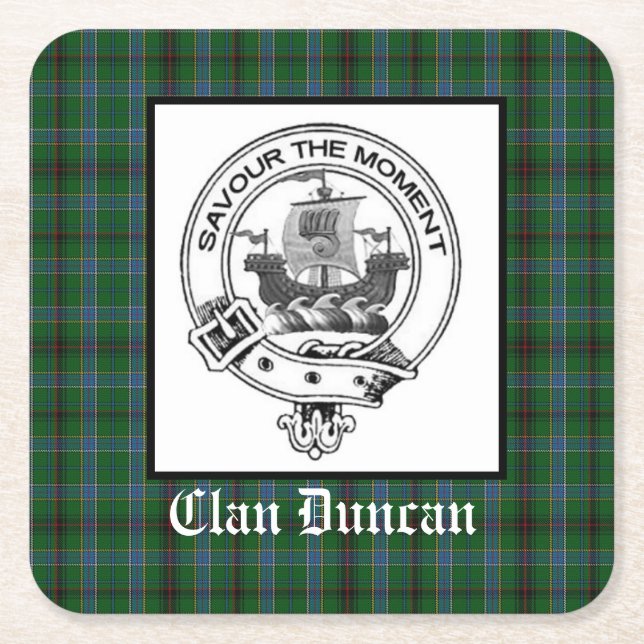 Clan Duncan Wappen Abzeichen und Tartan Rechteckiger Pappuntersetzer (Vorderseite)