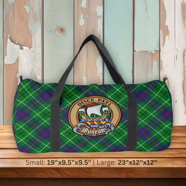 Clan Duncan-Wappen über Tartan Duffle Bag (Von Creator hochgeladen)