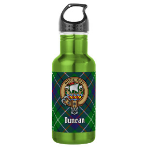 Clan Duncan-Wappen über Tartan Edelstahlflasche