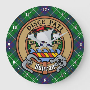 Clan Duncan-Wappen über Tartan Große Wanduhr