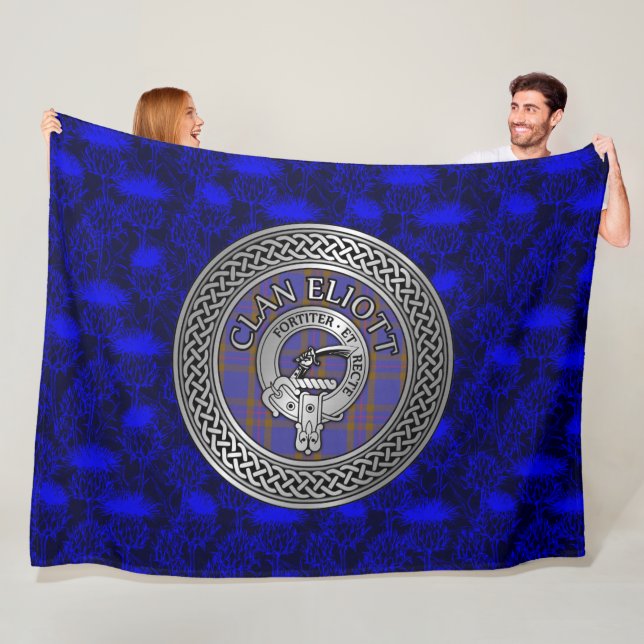 Clan Eliott Wappen & Tartan Knot Fleecedecke (Beispiel)