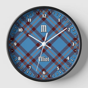 Clan Elliot Ancient Tartan Large Clock Uhr