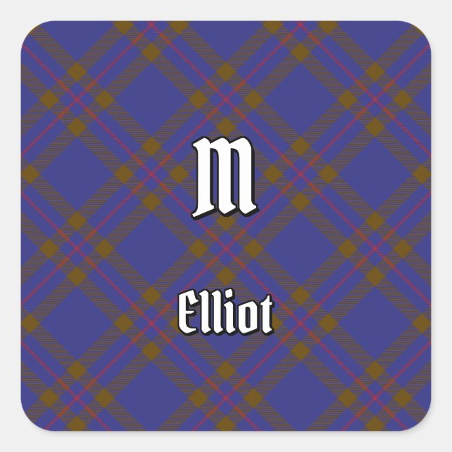 Clan Elliot Modern Tartan Square Sticker (Vorderseite)