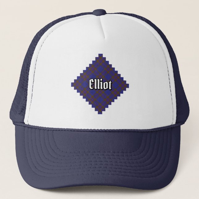 Clan Elliot Modern Tartan Trucker Hat Truckerkappe (Vorderseite)