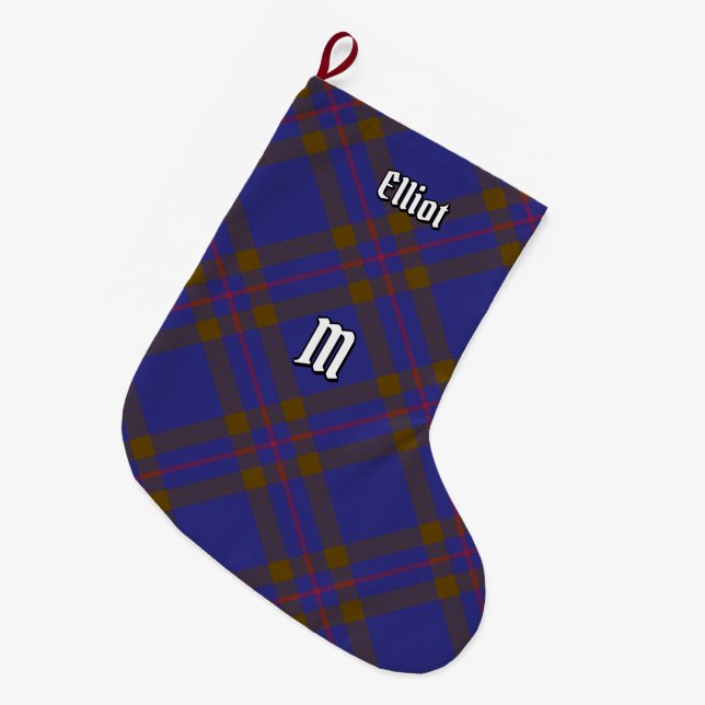 Clan Elliot Modern Tartan Weihnachts-Strumpf Großer Weihnachtsstrumpf (Vorderansicht (hängend))