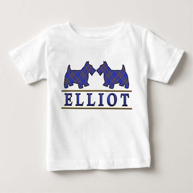Clan Elliot Scottie Dogs Scottish Clan Tartan Baby T-shirt (Vorderseite)