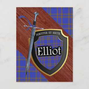 Clan Elliot Tartan Sword & Shield Postkarte