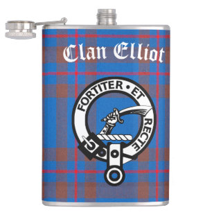 Clan Elliot Wappen Abzeichen & Tartan Flachmann