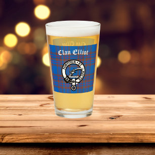 Clan Elliot Wappen Abzeichen & Tartan Glas