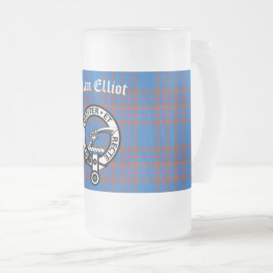 Clan Elliot Wappen Abzeichen & Tartan Mattglas Bierglas