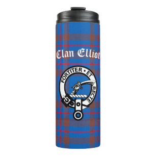 Clan Elliot Wappen Abzeichen & Tartan Thermosbecher