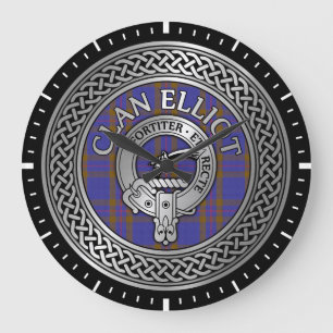 Clan ELLioT Wappen & Tartan Knot Large Clock Große Wanduhr