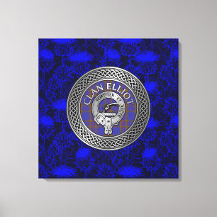 Clan ELLioT Wappen & Tartan Knot on Thistle Leinwanddruck