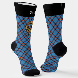 Clan Elliot Wappen über antike Tartan Socken