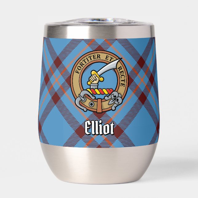 Clan Elliot Wappen über antikes Tartan (Vorderseite)