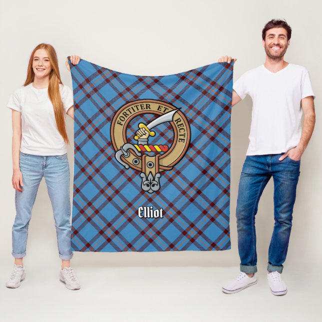 Clan Elliot Wappen über antikes Tartan Fleecedecke (Beispiel)