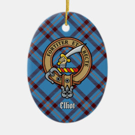 Clan Elliot Wappen über antikes Tartan Keramik Ornament